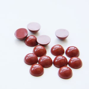 12 Pieces Natural Red Jasper Stone Cabochons-8mm (08RJAS) (B-5-1)