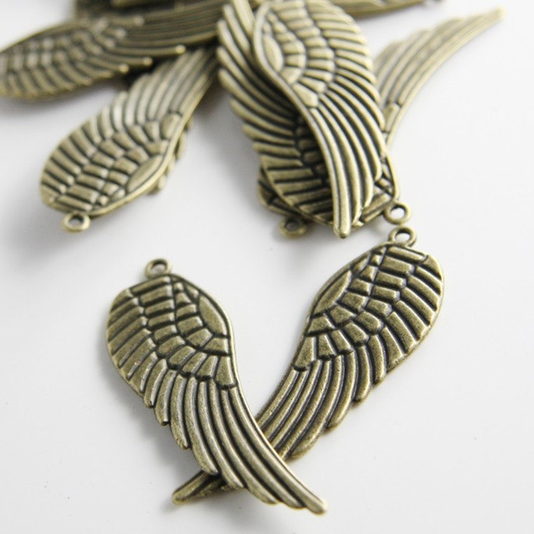 8 Pieces Antique Brass Tone Base Metal Charms-wing 50x16mm (1279Y-A ...
