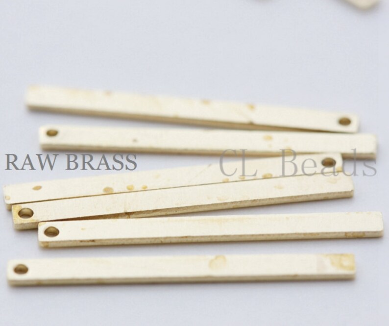 40 Pieces Raw Brass Bar 27x2mm 1755C-T-154 image 1