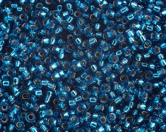 10 Grams Japanese Miyuki 15/0 Seed Beads - Dark Turquoise Silver Lined - 1.5mm (15M2-150025-Q-470)