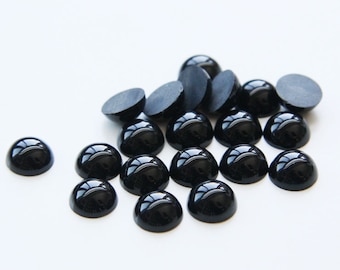 12 Pieces Natural Black Onyx Stone Cabochons-8mm (08ONYX) (B-5-8)