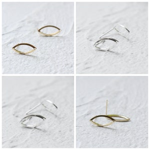 One Pair Hand Soldered Brass Earring Post with Sterling Silver Pin - Oval 16x7mm (4492C)