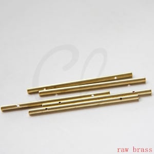 10 Pieces Raw Brass Round Bar with Two Holes 3x60mm (3069C-S-409)