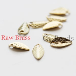 100 Pieces Raw Brass Charm Leaf 7.5x4mm 1865C-S-132 image 1