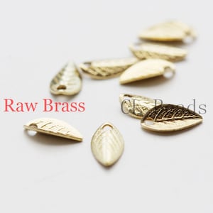 100 Pieces Raw Brass Charm - Leaf 7.5x4mm (1865C-S-132)