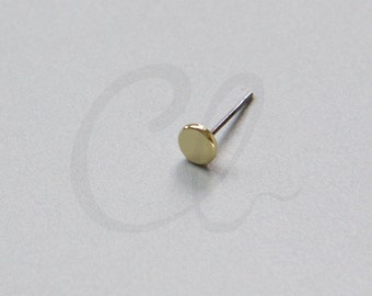 2 Pieces (One Pair) Premium Gold Plated Brass Base Earring Post - Flat Round 6mm (3135C-M-337)