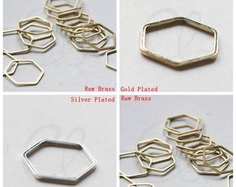 Brass Base Hexagon Frame - Ring - Link - No Hole 16x16mm (3456C)