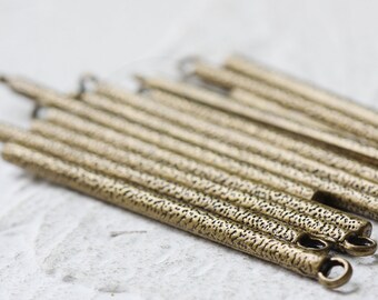 12 Pieces Antique Brass Tone Base Metal Charm - Bar or Stick 54x3mm (8536Y-D-342)A5