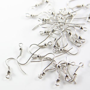 60 Pieces (30 Pairs) White Gold Tone Earring Hooks-19x19mm (323C-I-11D)