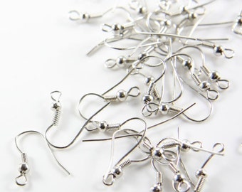 60 Pieces (30 Pairs) White Gold Tone Earring Hooks-19x19mm (323C-I-11D)