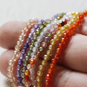 One Full Strand (120 Pièces) Rich Cut Faceted Round Cubic Zirconia - 3mm (G250)
