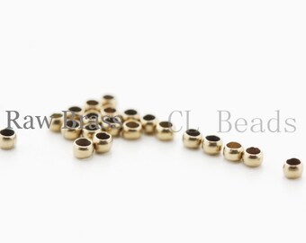 100 Pieces Raw Brass Crimp Beads-2mm (324C-I-10X)