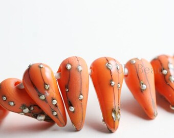 4pcs Lamp Worked Glass Spikes - Tangerine Tango 12mm (3622590)