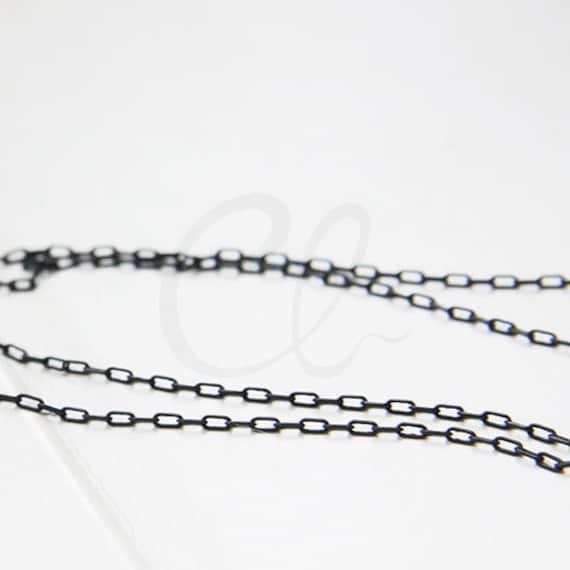 Feet Matte Black Plated Brass Base Rectangle Cable Link Chain