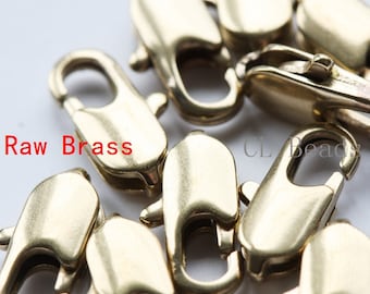 10 Pieces Raw Brass Round Lobster Clasp - Lobster Claw 12mm (336C-I-25X)