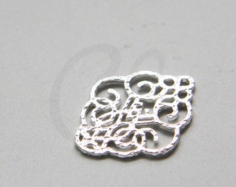 One Piece Premium Silver Plated Brass Base Charm - Textured