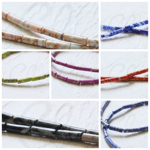 Full Strand (28 Pieces) Natural Semi Precious Jasper Stone - Tube 4x13mm (G231-1)