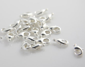 20 Pieces Bright Silver Plated Brass Base Lobster Clasps-12mm (322C-I-9J)