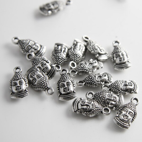 16pcs Oxidized Silver Tone Base Metal Charms-Buddha Head 16x8mm (14283Y-P-54A)