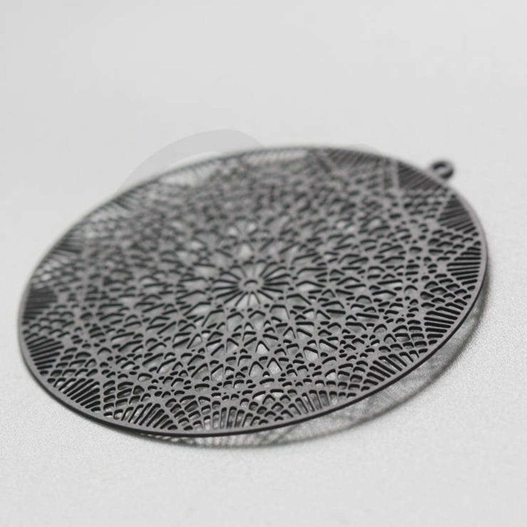 One Piece Matte Black Plated Brass Base Filigree Pendants