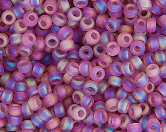 20 Grams Japanese Miyuki 11/0 Seed Beads - Smoky Amethyst AB Matte Tr. - 2mm (11M1-110142FR) Ship from Canada