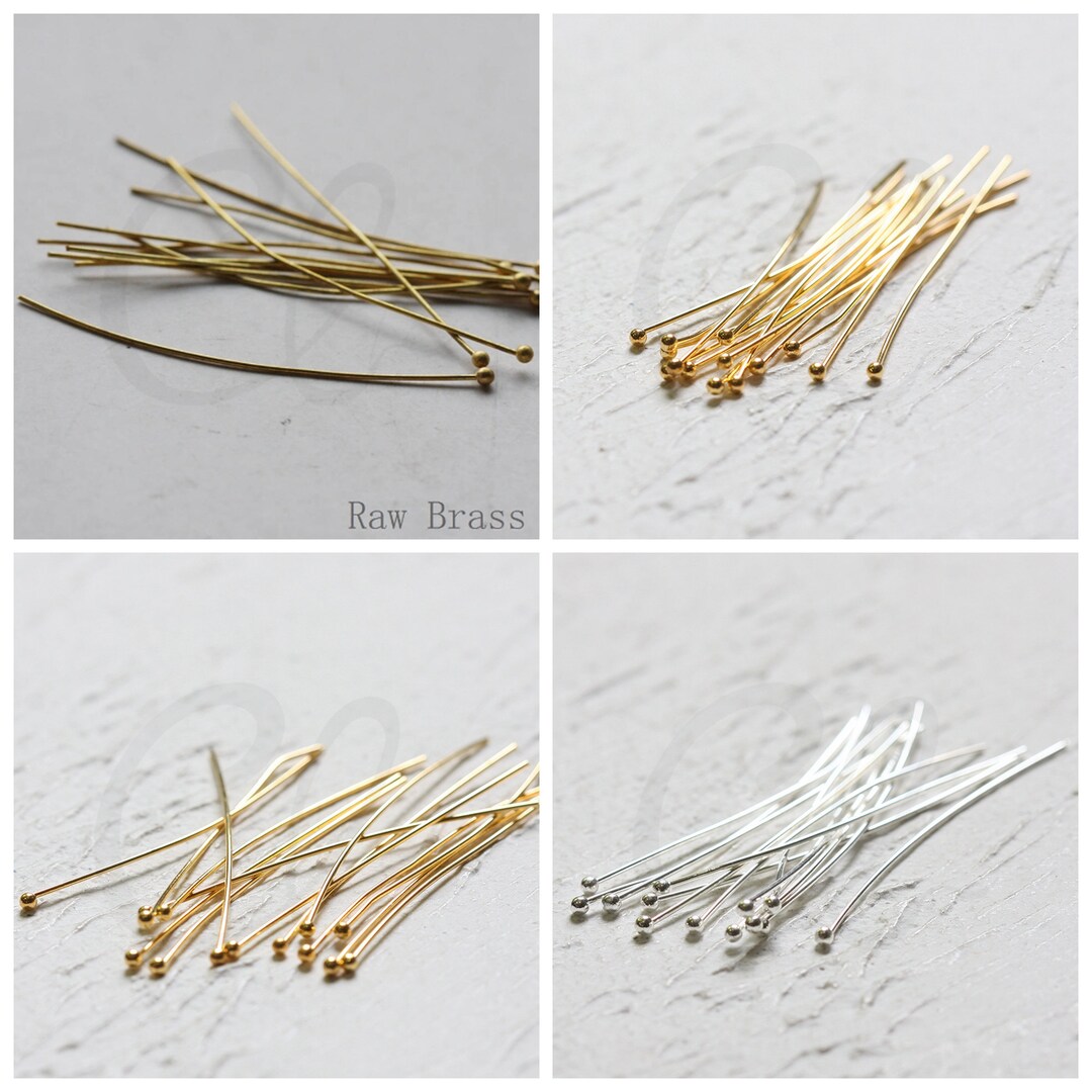 100 Pieces Solid Brass Ball Pin-50x0.6mm (3751C-V-222) - Etsy