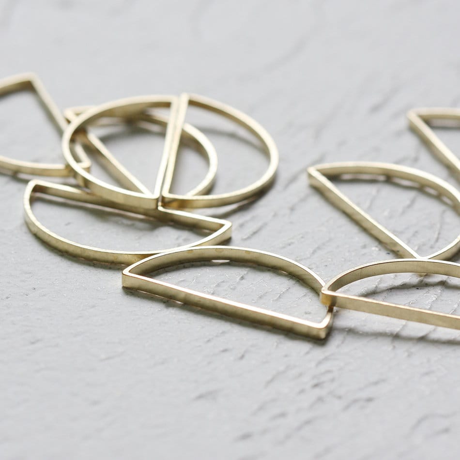 Solid Brass Half Circle Link - Crescent - Geometry - Moon