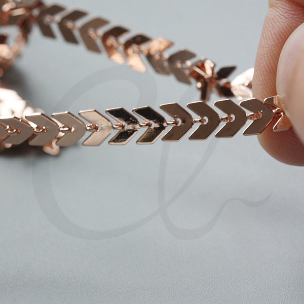 One Foot Premium Rose Gold Plated Brass Base Chain-Arrow 5.9x5.5mm (3371C10)