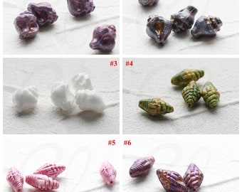 2 Pieces Czech Glass Sea Shell Beads - Varies Colors (CZH18)