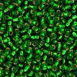 10 Grams Japanese Miyuki 8/0 Seed Bead - Green Silver Lined - 3mm (8M2-800016-Q-24)