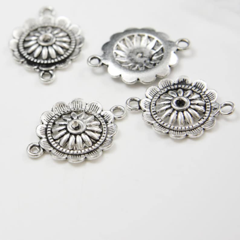 13013Y-B-314A 12pcs Oxidized Silver Tone Base Metal Links-Flower 25x15mm 13013Y-B-314A 12pcs Oxidized Silver Tone Base Metal Links-Flower 25x15mm