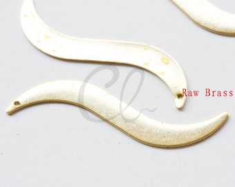 30 Pieces Raw Brass Waved Charm -  43x5.5mm (2031C-P-313)