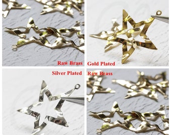 Brass Base Textured Star Pendant - 41x39mm (4239C)