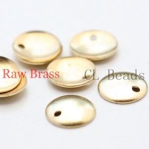 120 Pieces Raw Brass Curved Tags - Round - Disc 8mm (500C-U-41)