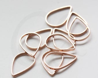 2 Pieces Premium Rose Gold Plated Brass Base Bead Frame - Tear Drop 11x16mm (3370C)