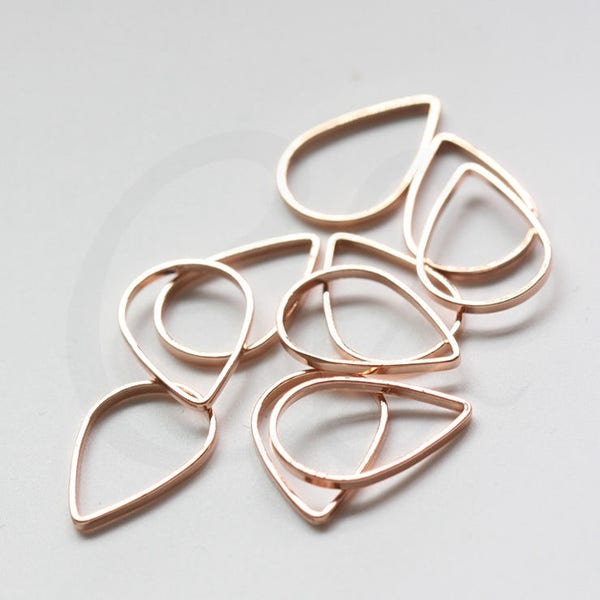 2 Pièces Premium Rose Gold Plated Brass Base Bead Frame - Tear Drop 11x16mm (3370C)