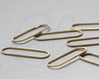 20 Pieces Raw Brass Cut Rectangle Ring - No Hole - Link - Connector 25x8x1mm (3459C-V-10)