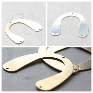 Solid Brass 3 Holes Half Circle - U Link - Charm 36x31mm (3775C-V-126)