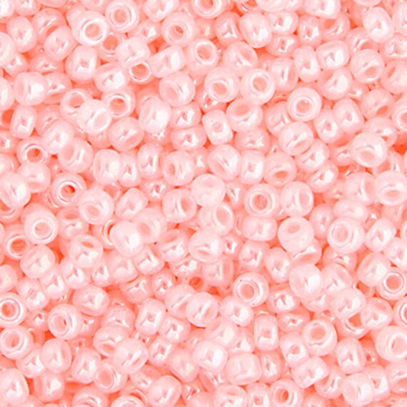 10 Grams Japanese Miyuki 15/0 Seed Beads Light Crystal Pink Ceylon  (15M1-150517-Q-303)