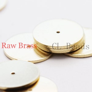 20 Pieces Raw Brass Center Hole Round Disc - 14mm (1871CX-S-136)