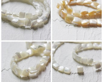 One Full Strand Natural Shell Beads - Square (G218)