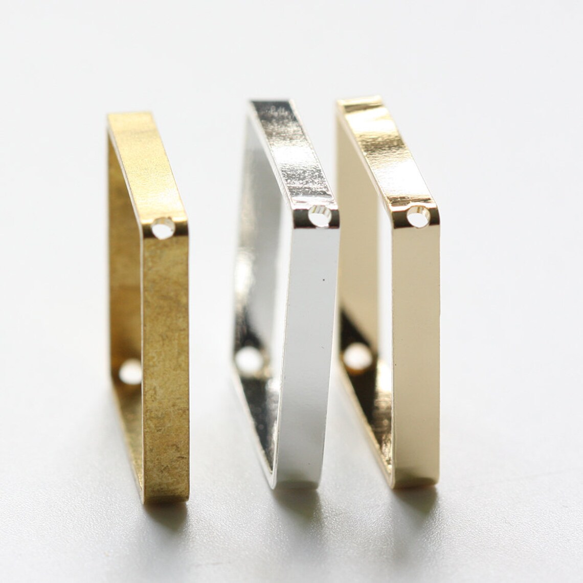 Brass Base Two Holes Spacer - Square Bead Frame - 20.5mm (4262C) - Etsy