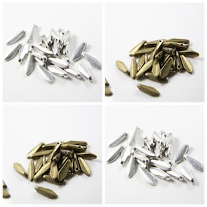 40 Pieces Antique Brass Tone or Oxidized Silver Tone Base Metal Charms-Drop 15x5mm (10487Y)A4