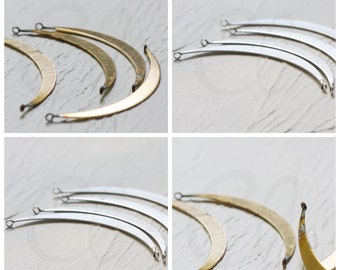 Solid Brass Hand Soldered Crescent - Charm - Moon - 67x6mm (3208C)