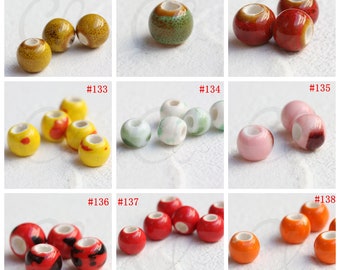 30 Pieces Ceramic Beads - Near Round 10x8mm (G325N)