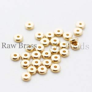 100 Pieces RAW Brass Rondelle Spacer  - 4x1.4mm (1735C-T-47)