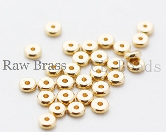 100 Pieces RAW Brass Rondelle Spacer  - 4x1.4mm (1735C-T-47)