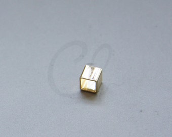 2 Pieces Premium Gold Plated Brass Base Square Tube - Spacer - Big Hole 5x5x5mm (3067C)