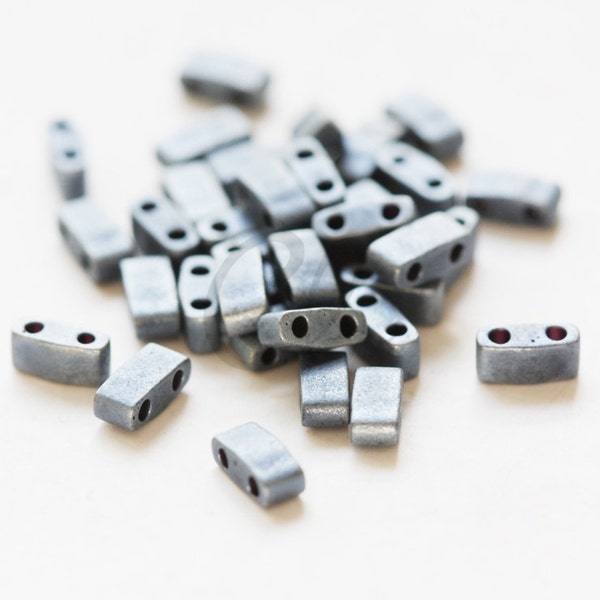 5 Grams Japanese Miyuki Tila Half Cut Beads-Matte Opaque Gunmetal (HTL2001) Ship from Canada