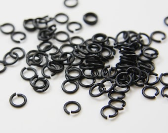 100 sztuk matowych czarnych mosiężnych kółek montażowych-6 mm (18 Gauge) (318C-I-3G)